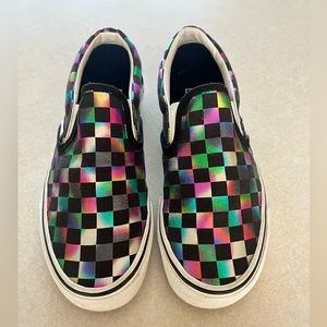 Vans Metallic Checkerboard slip ons size 8